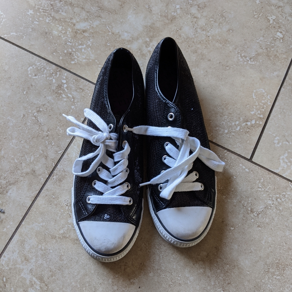 Sequined plimsoll style sneaker